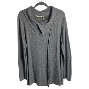 Soft Surroundings Size Petite Xl Miranda Sweater Grey Waffle Knit Wool Blend